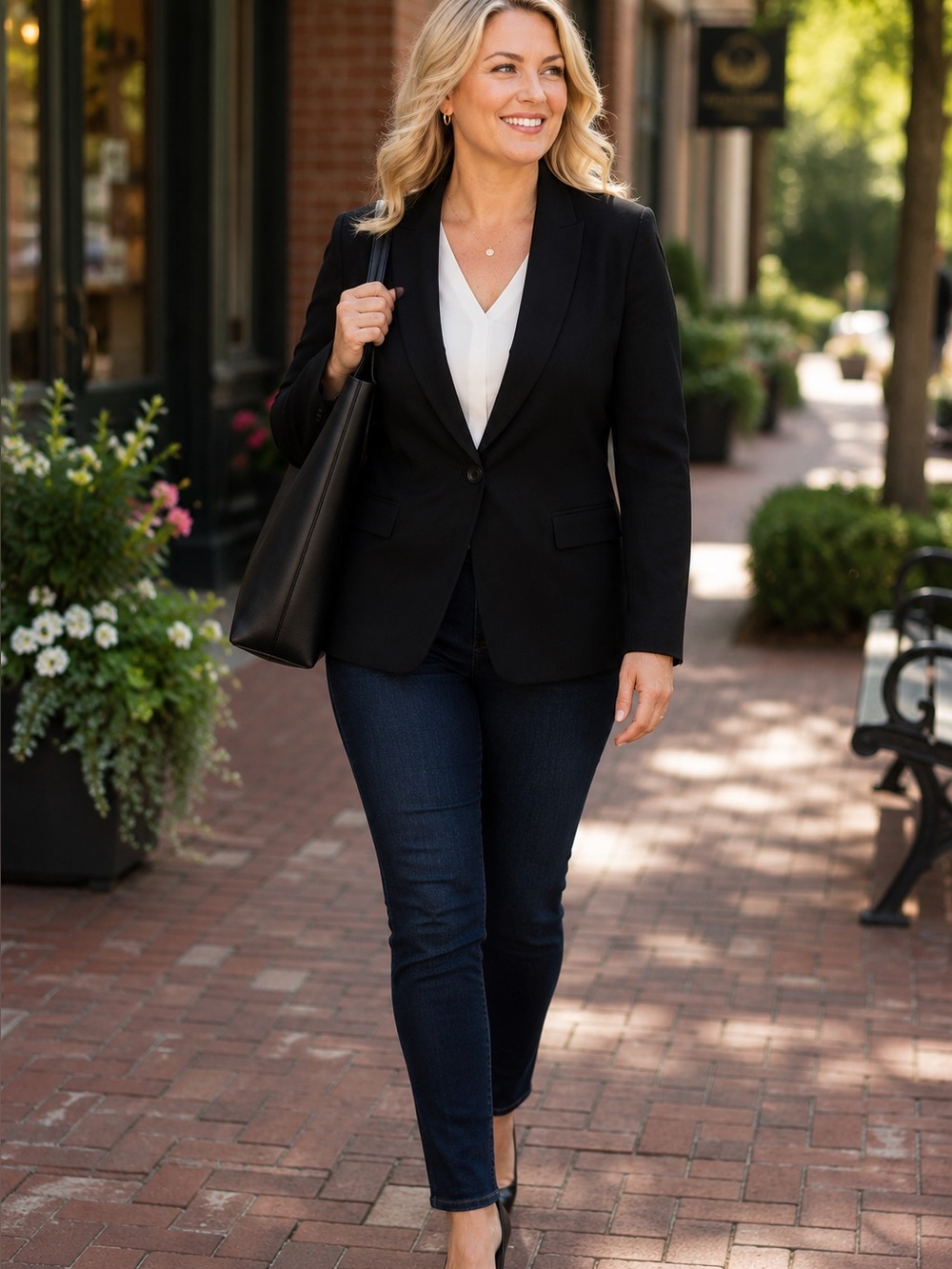 Gap Black Stretch Blazer Womens Size 14 Career Office Jacket One Button